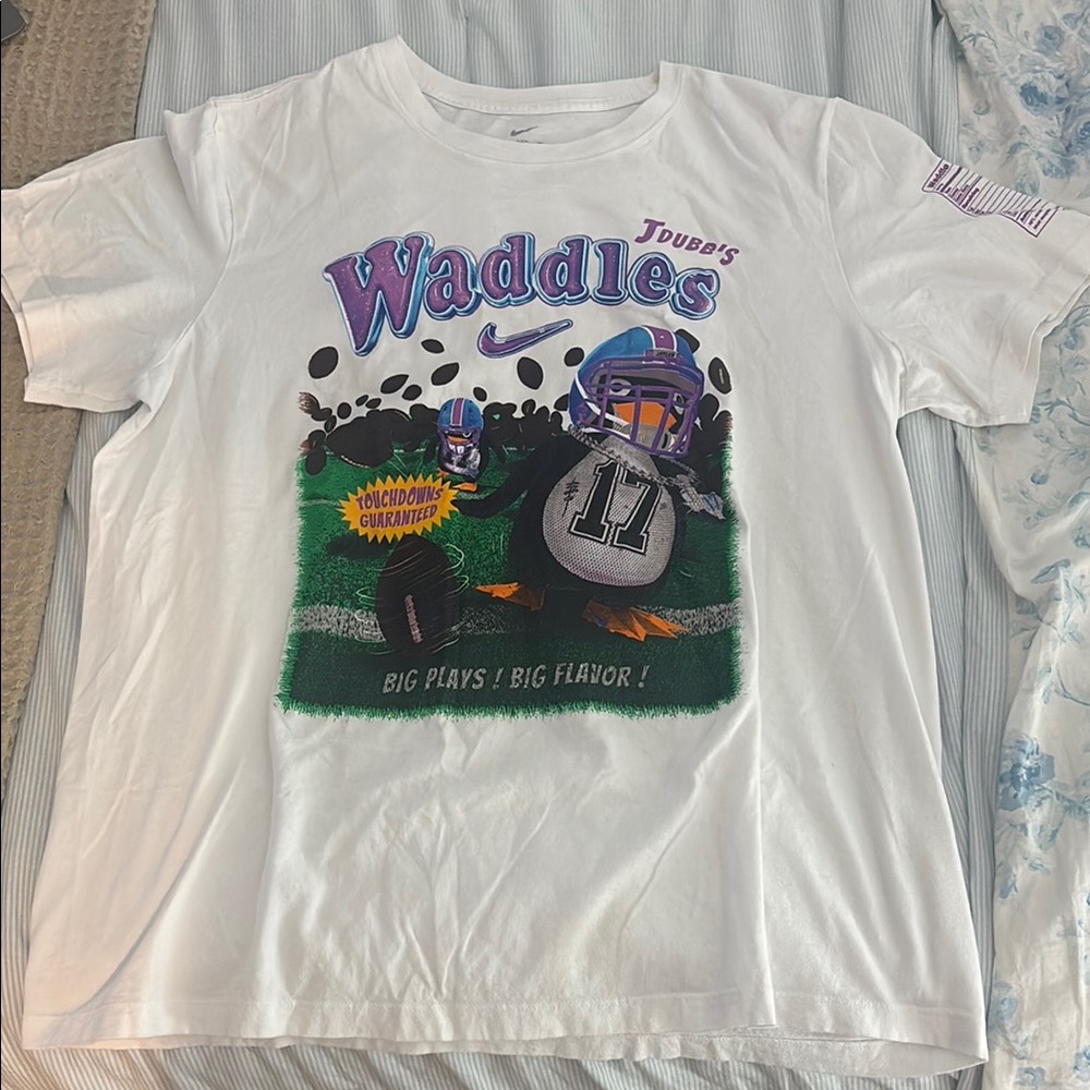 Nike White and Purple Football Graphic Tee